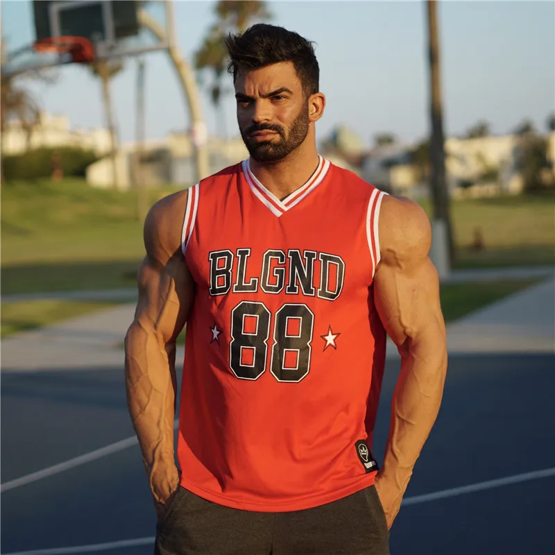 

Men's Summer Sports Fitness Basketball Training Mesh Breathable Vest Outdoor running slim trend quick-drying casual top