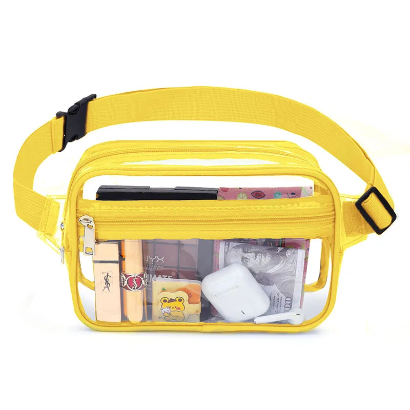 Women Transparent PVC Waist Bag Waterproof Fanny Pack Belt Bag Chest Pouch with Adjustable Strap for Concerts Sports Travel