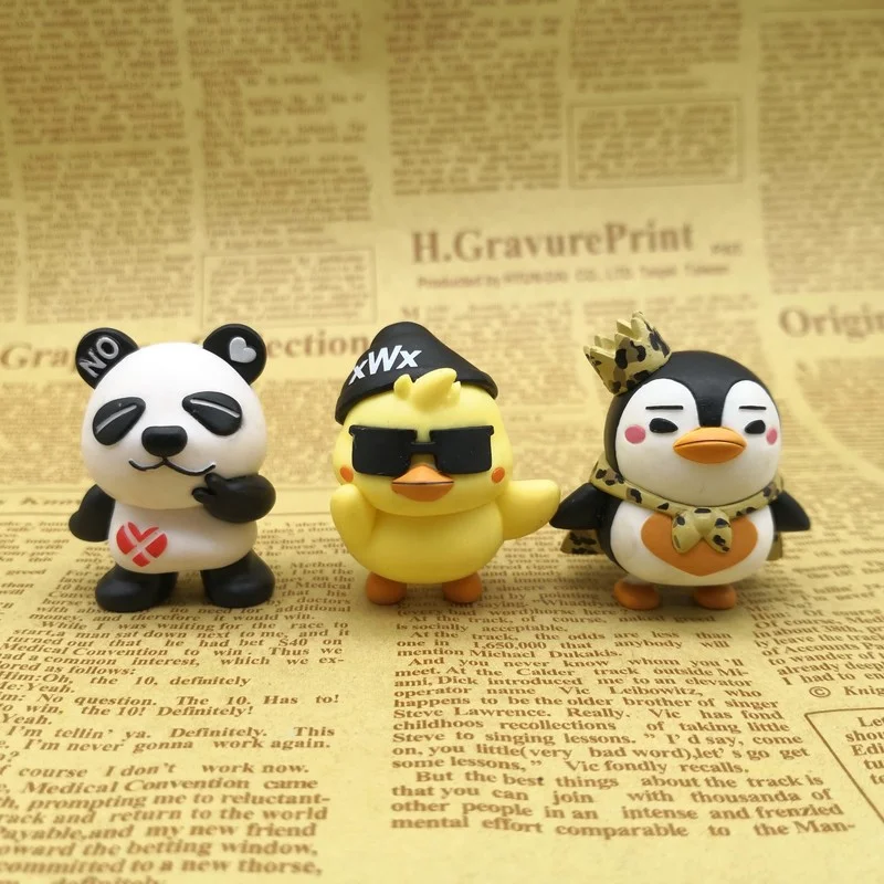 

Genuine Beast Figure Chicken Panda Penguin Ornaments Accessories Tabletop Decoration Children Present