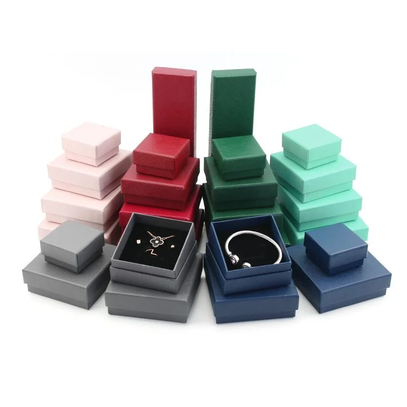 

12Pcs/Lot Twill Shiny Ring Necklace Bracelet Jewelry Box Square Jewelry Gift Box Multiple Sizes Available