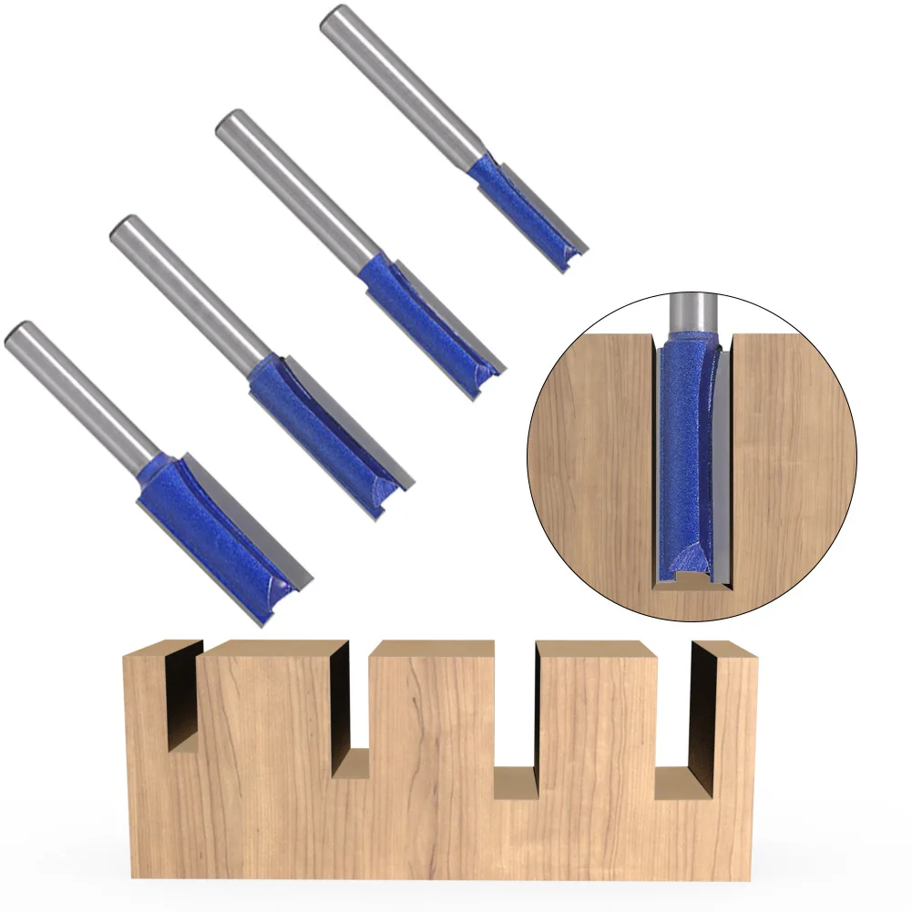 

1/4" (6.35mm) Shank Double Flute Straight Router Bits Set 4-Different-Size Diameter-1/4"&5/16"&3/8"&1/2" Wood Milling Cutters