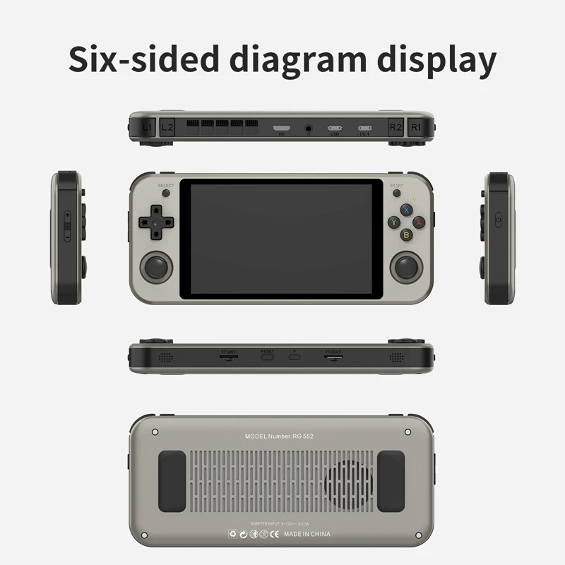 RG552 Ретро игровая консоль Карманный игровой плеер 16G + 64G 5 36 дюймов IPS 1920X1152 Двойные