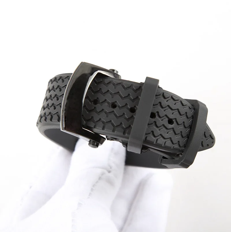 23mm Black Replacement Rubber Silicone Watchband Strap Fits For Chopard Watch