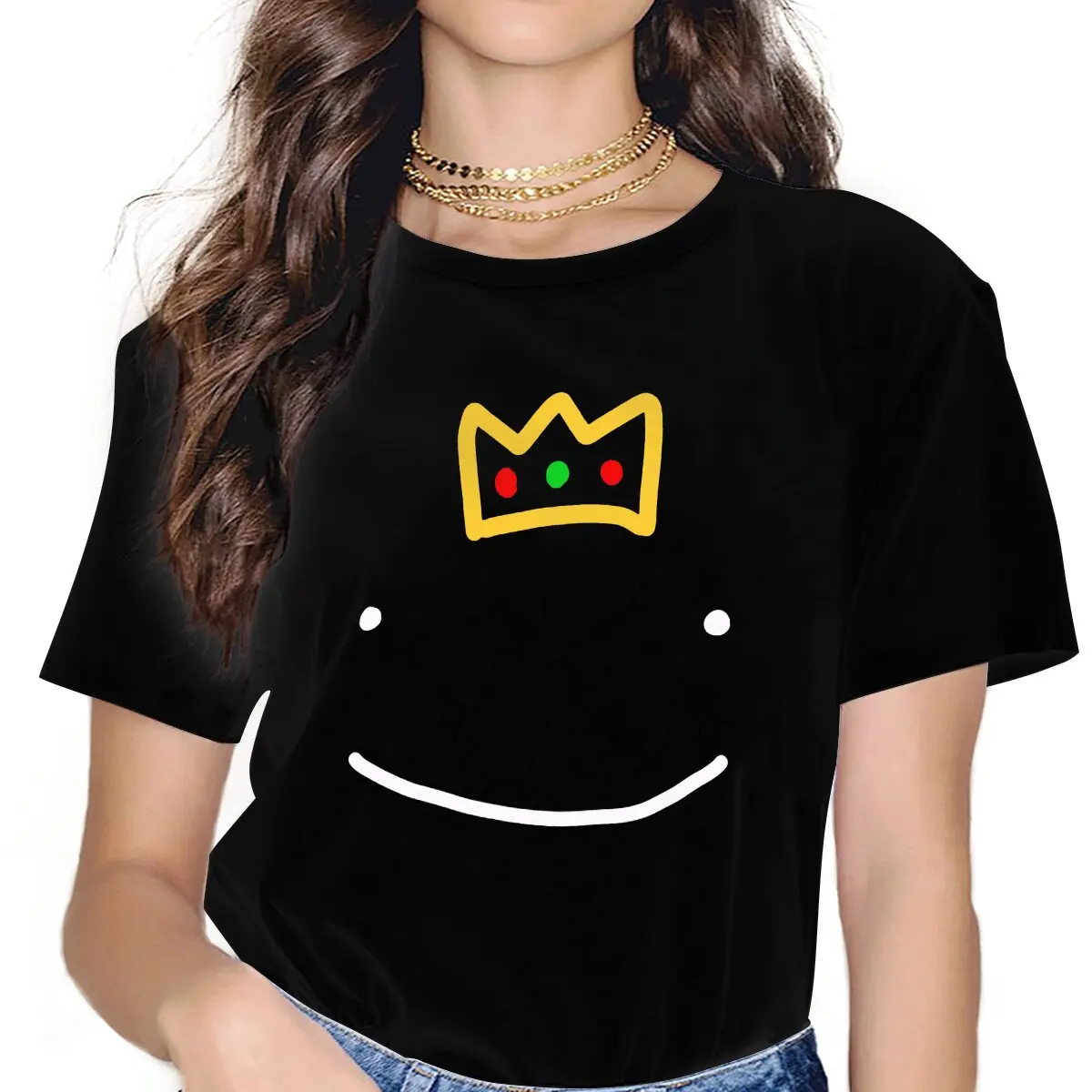 

Anime Dream SMP Dream Smile Ranboo Crown Tshirt Graphic Girl Tops Vintage Fashion Summer Streetwear Fibre Harajuku T Shirt