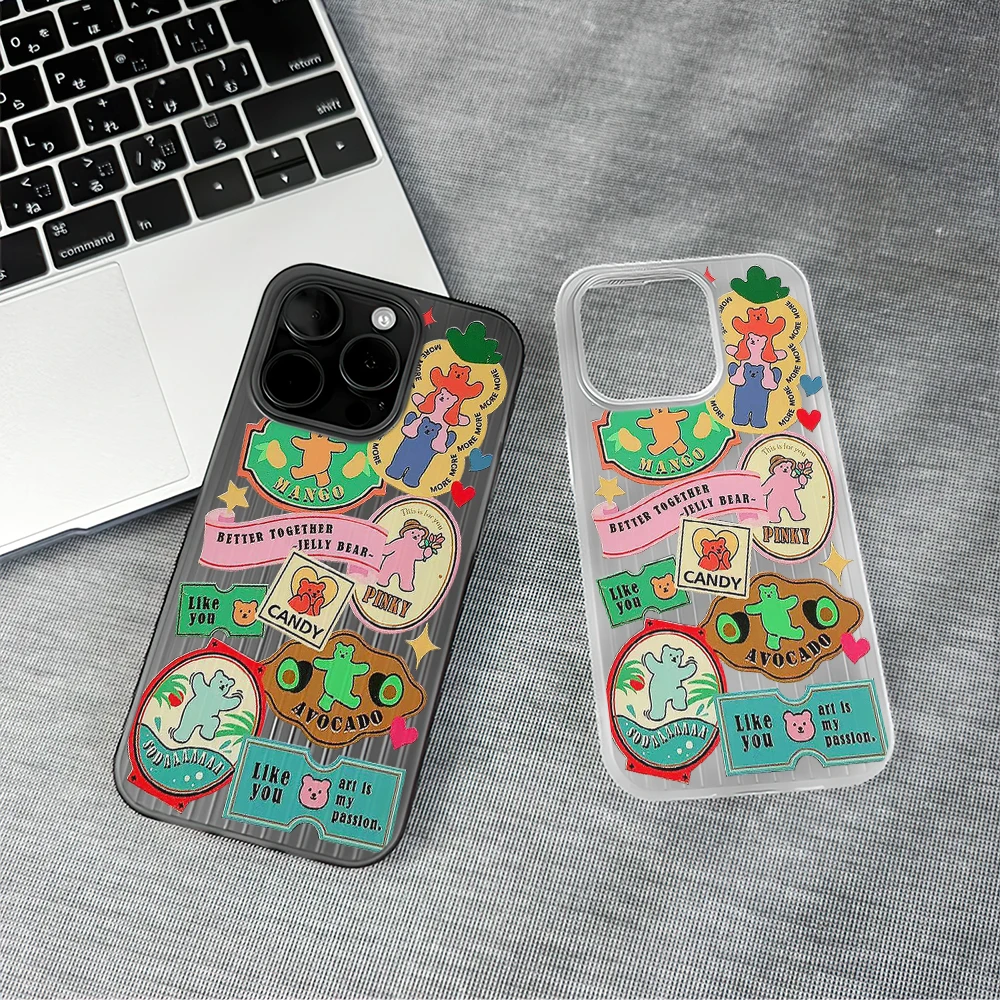 Чехол для телефона с цветным коллажем танцующего медведя iPhone 12 11 13 14 15 Max Pro Plus