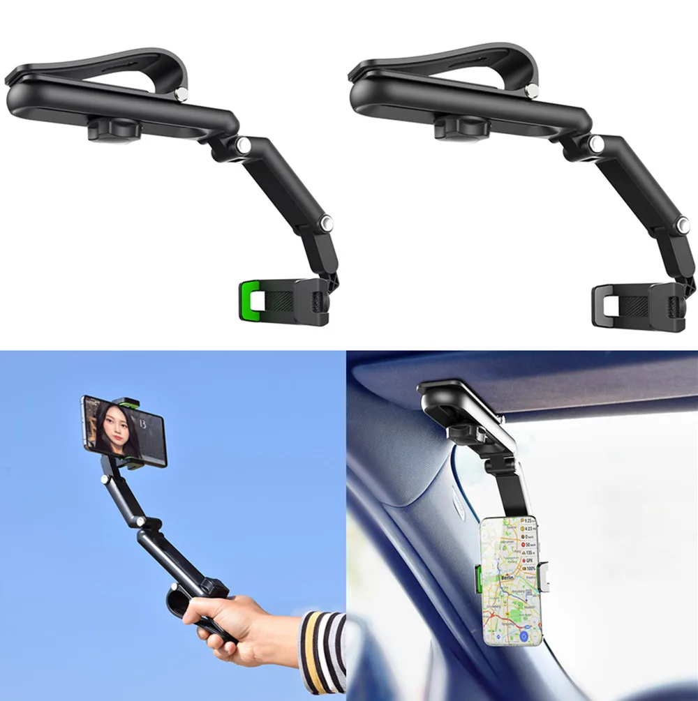 

1080 Rotation Car Phone Holder Dashboard Rearview Mirror Sun Visor Mount Holder In Car Cell Phone GPS Navigation Bracket