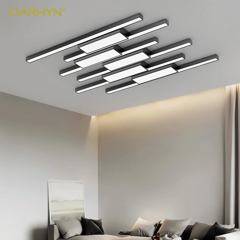 

ModernAcrylic Chandelier Bedroom Living Room Indoor Lighting Rectangular shape Celling Light Black white lamp AC85-260V Lustre