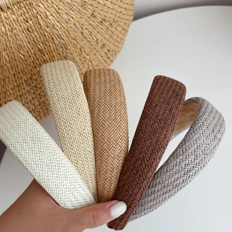 

1Pc Korean Wide Weaving Headband Braided Hairband Women Elegant Solid Hair Bands Hair Hoop Solid Cotton Linen Weaving Headband