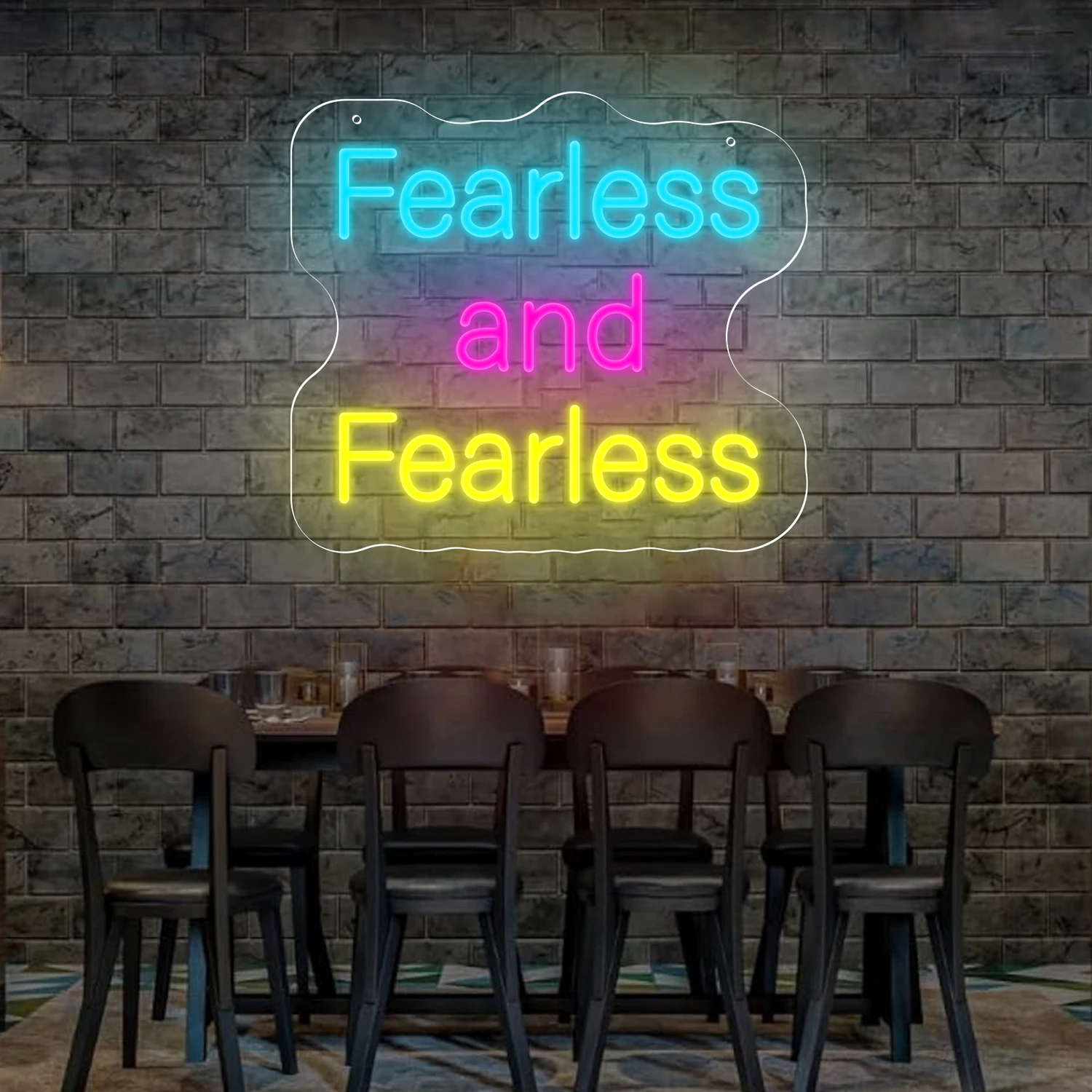 Бесстрашная Неоновая Вывеска Настенный Декор Фото Fisk Zasilany Przez USB Для Школьной