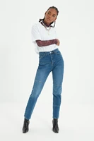 trendyol stitch detail high waist bootcut jeans twoaw22je0350