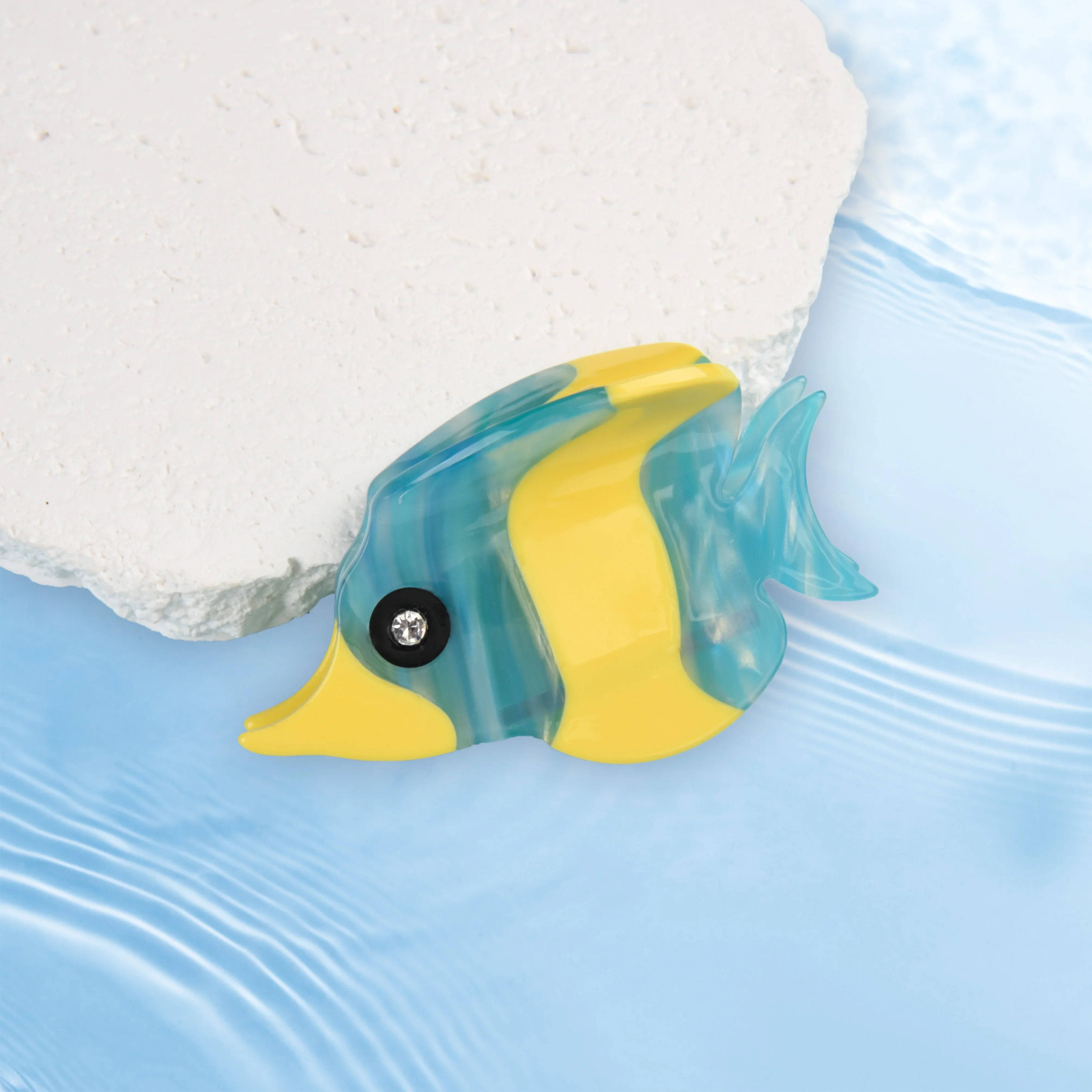 Женская заколка для волос YHJ экологически чистая из ацетата синей рыбы цвет