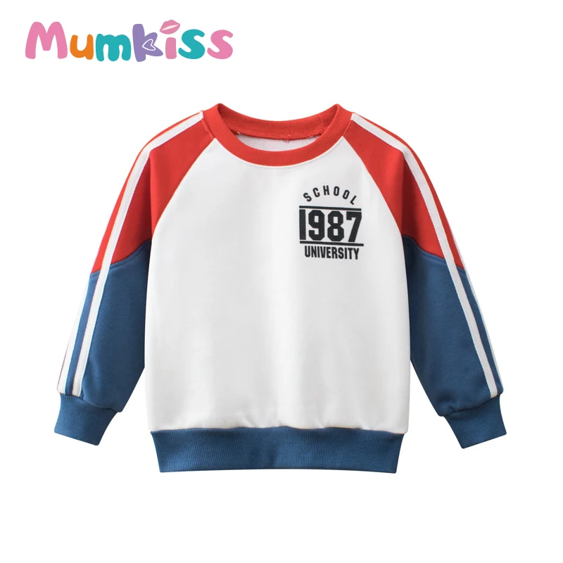 

Свитер для мальчиков Mumkiss, простой спортивный свитшот с длинным рукавом, плюшевая детская повседневная одежда на весну и осень