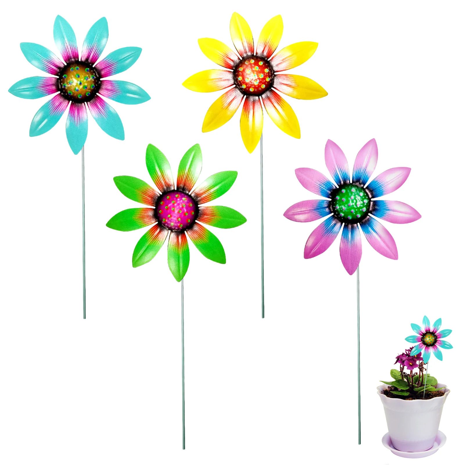 

3D Garden Suower Decorative Stakes Outdoor Indoor Flower Decor Suowers For Yards Lawns Living Rooms Indoor Outdoor Lawn