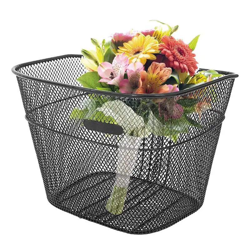 Bike Basket Front Iron Bicycle Baskets Handlebar Case Detachable Universal Bike Baskets Compatible With Beach Cruiser Road Bike