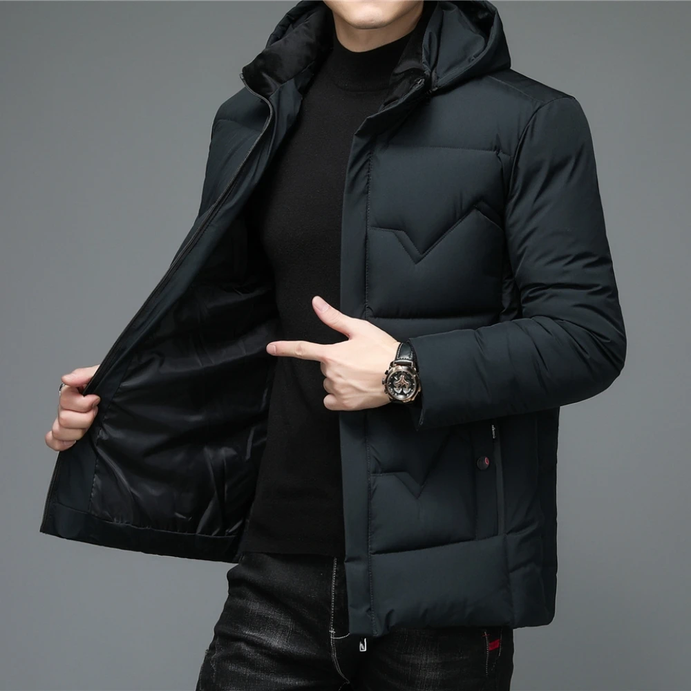 COODRONY Brand Hooded Stand Collar Parka Men Clothing Winter Thick Warm Jacket Solid Color Coats Business Casual Overcoats Z8151