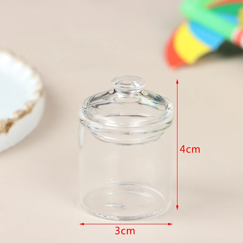 

1pc 1:12 Dollhouse Miniature Glass Pastry Jar Gummy Candy Biscuit Jar Bottle Modle Toy Doll House Kitchen Decor Accessoires