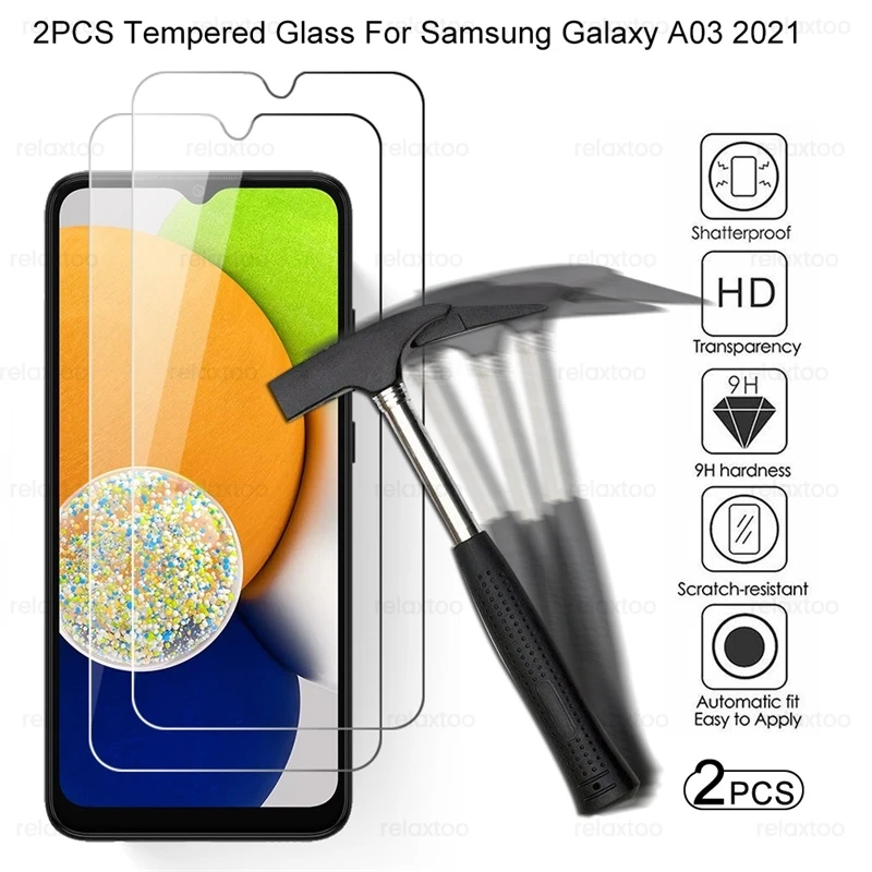 

2 шт. 9H высококачественное защитное стекло для Samsung Galaxy A03 A 03 03A SM-A035F/DS 6,5 "HD Взрывозащищенная защитная пленка для экрана покрытие