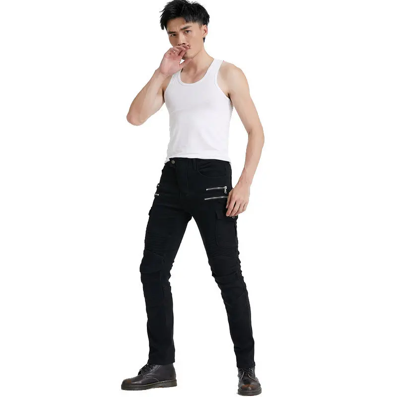 LOMENG Motorcycle Riding Pants Motorbike Motocross Cycling Jeans Safety CE knee Hip Removable Armored All Seasons for Men LM07