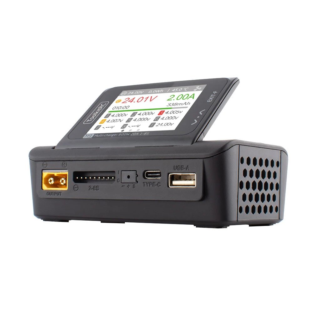 

ToolkitRC M9 MultiFunction 600W 20A DC Smart Balance Charger with Audio Function 85Degree Rotatable Screen for 1-8S LIPO Battery