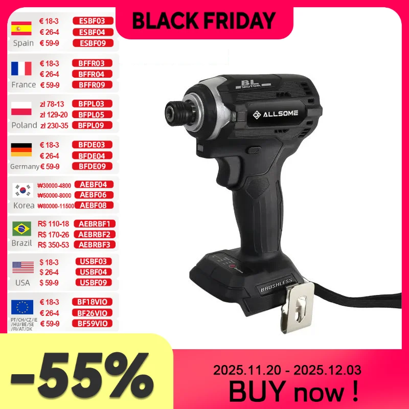 

Беспроводной ударный шуруповерт Allsome 21V