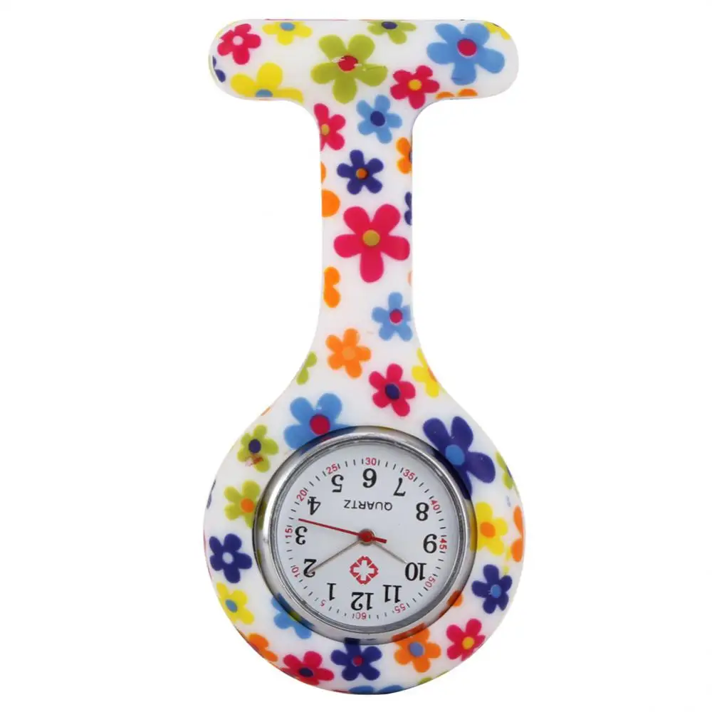 10pcs Fashion Casual Pocket Watches Men Women Unisex Rubber Silicone Nurse Watch Clip-on Medical Quartz Watch Wholesale