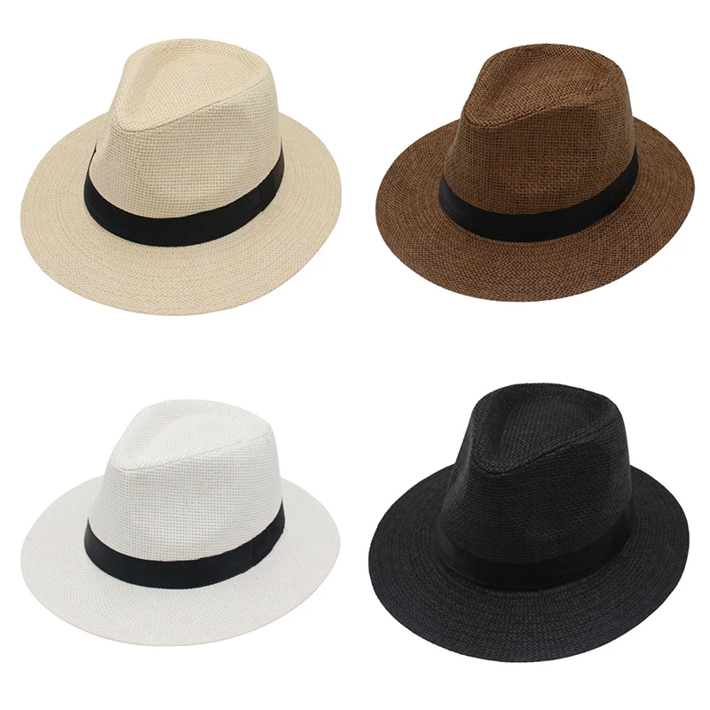 

Simple Classic Unisex Summer Straw Cowboy Hat Outdoor UV Protection Beach Retro Foldable Travel Brim Wide Couple Cap