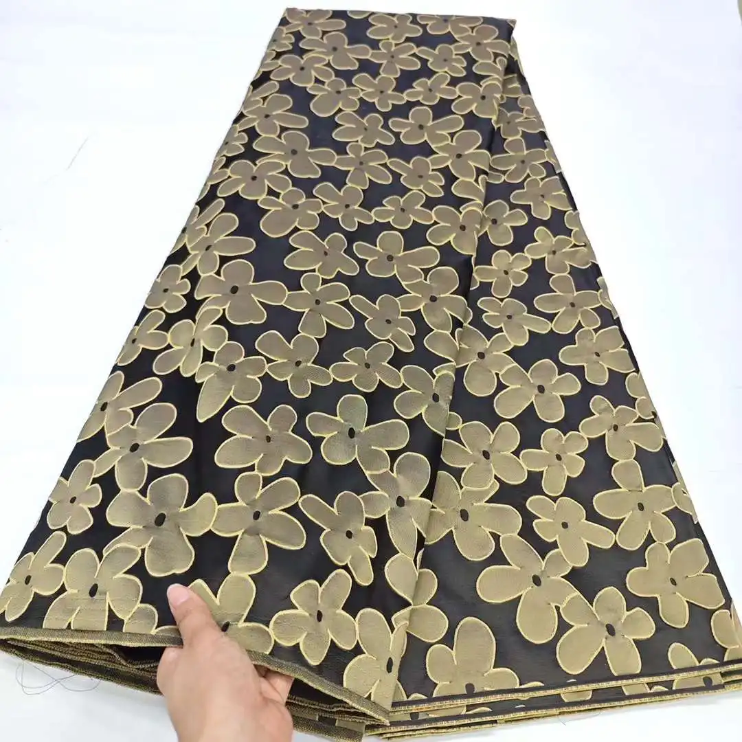 Новейшая французская жаккардовая кружевная ткань 2024 Высококачественная органза