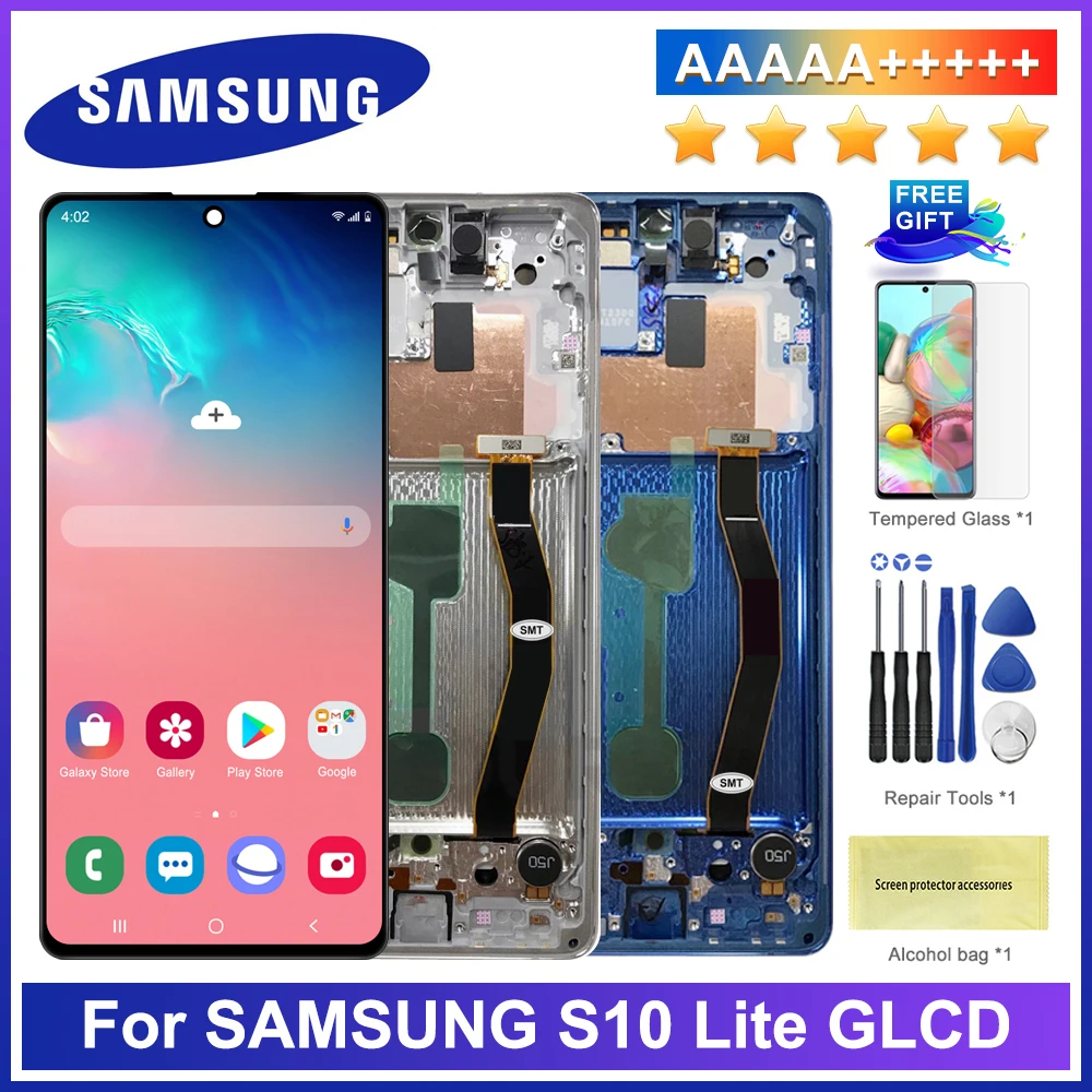 

100% Оригинальный 6,7 ''для SAMSUNG Galaxy S10 lite, ЖК-дисплей, сенсорный экран с рамкой, дигитайзер, запасная деталь, ЖК-дисплей