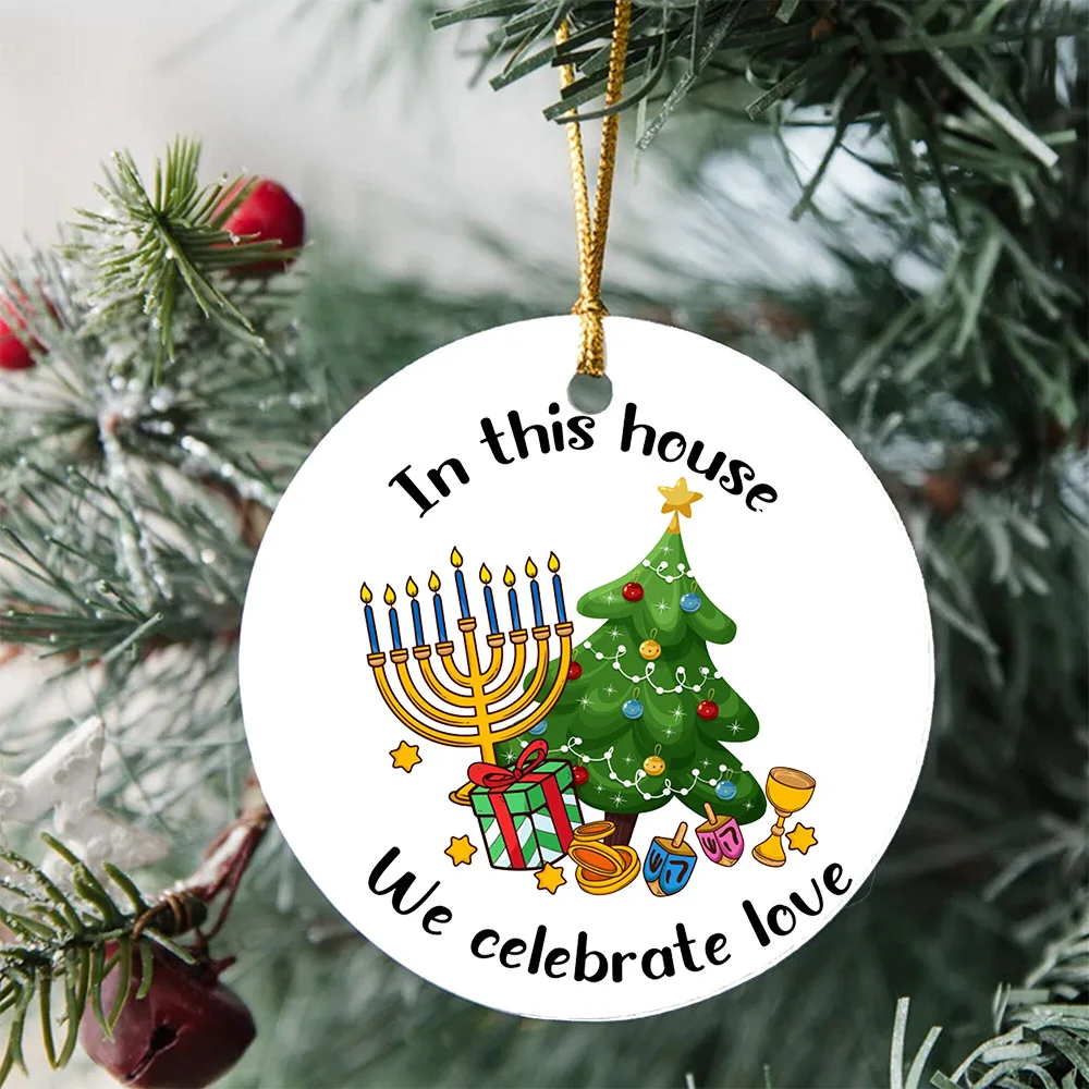 

Ханука Рождественский орнамент Христика Памятный подарок Интерфейс Семейные идеи подарков Еврейские и христианские семейные украшения