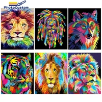 photocustom full square diamond painting animals 5d diy diamond embroidery tiger and lion mosaic farmhouse decor art kits