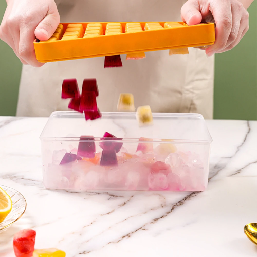 

Household Ice Tray with Lid and Scoop Multifunctional Ice Box Holder with Free Shovel for Home Kitchen Cocktail Ice Maker Mold