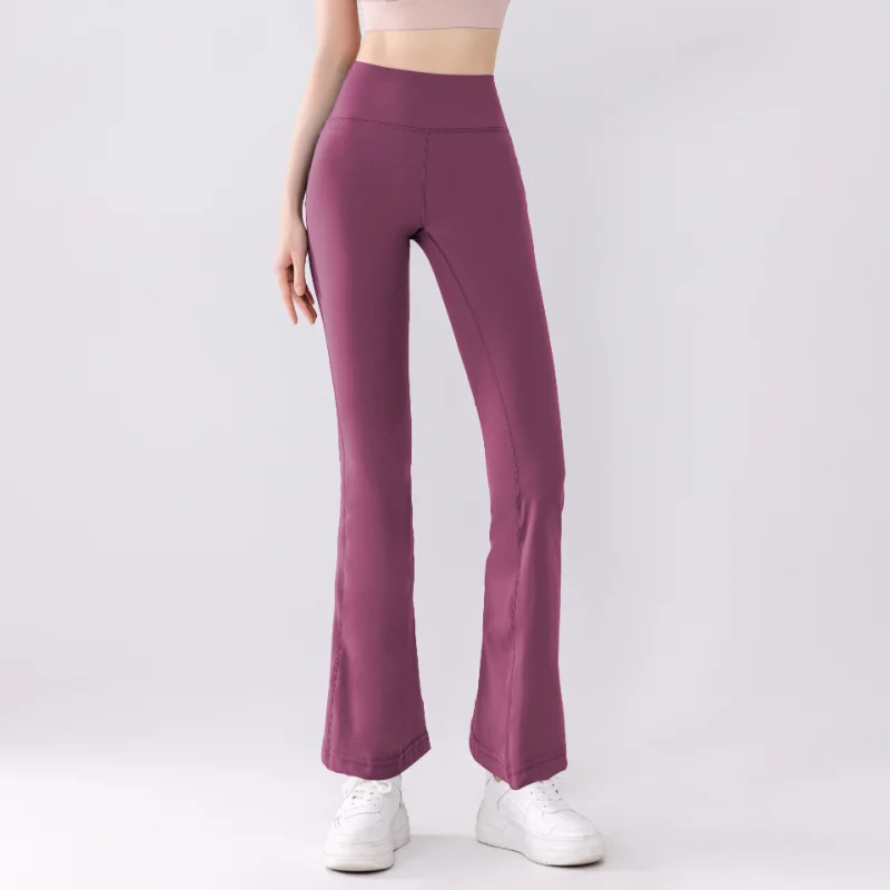Yoga Pants Women Slim Fit Slimming Nude Feel High Waist Tights All-Match Sports Fashion Wide-Leg Bell-Bottom Seamless Leggings