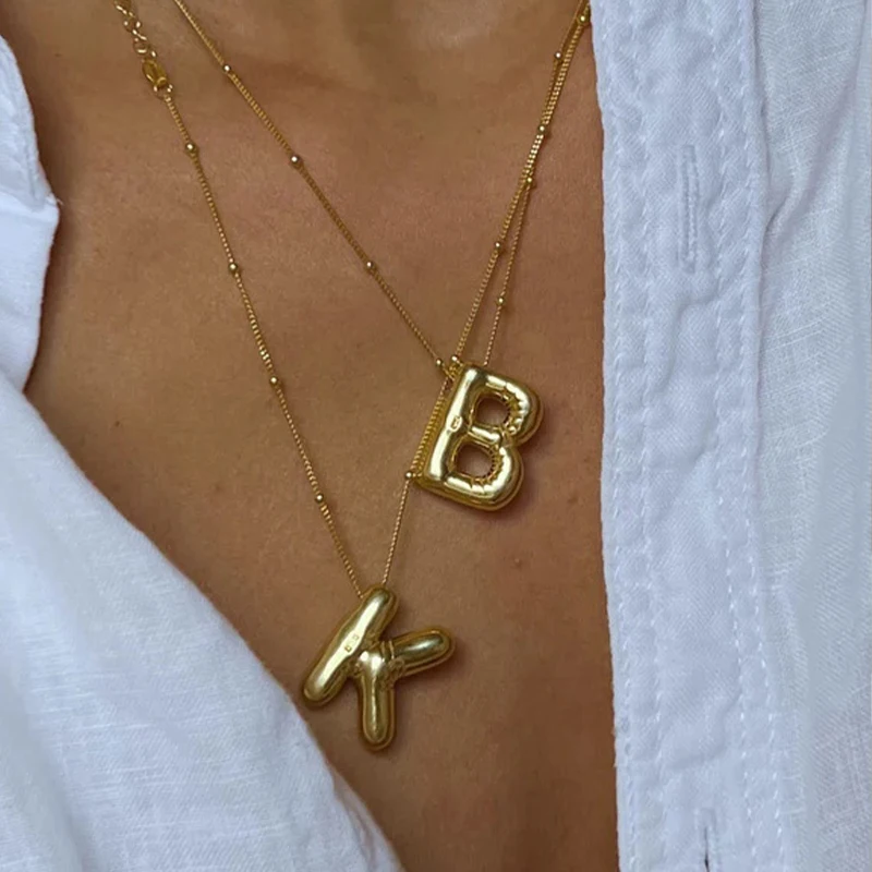 Ожерелье с подвеской в виде буквы из нержавеющей стали массивное ожерелье