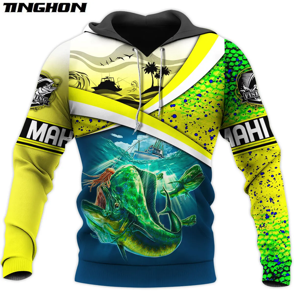 

Толстовка TINGHON Love Mahi Fishing мужская с 3D-принтом, повседневный свитшот на молнии, тренировочный костюм в стиле унисекс, XY328