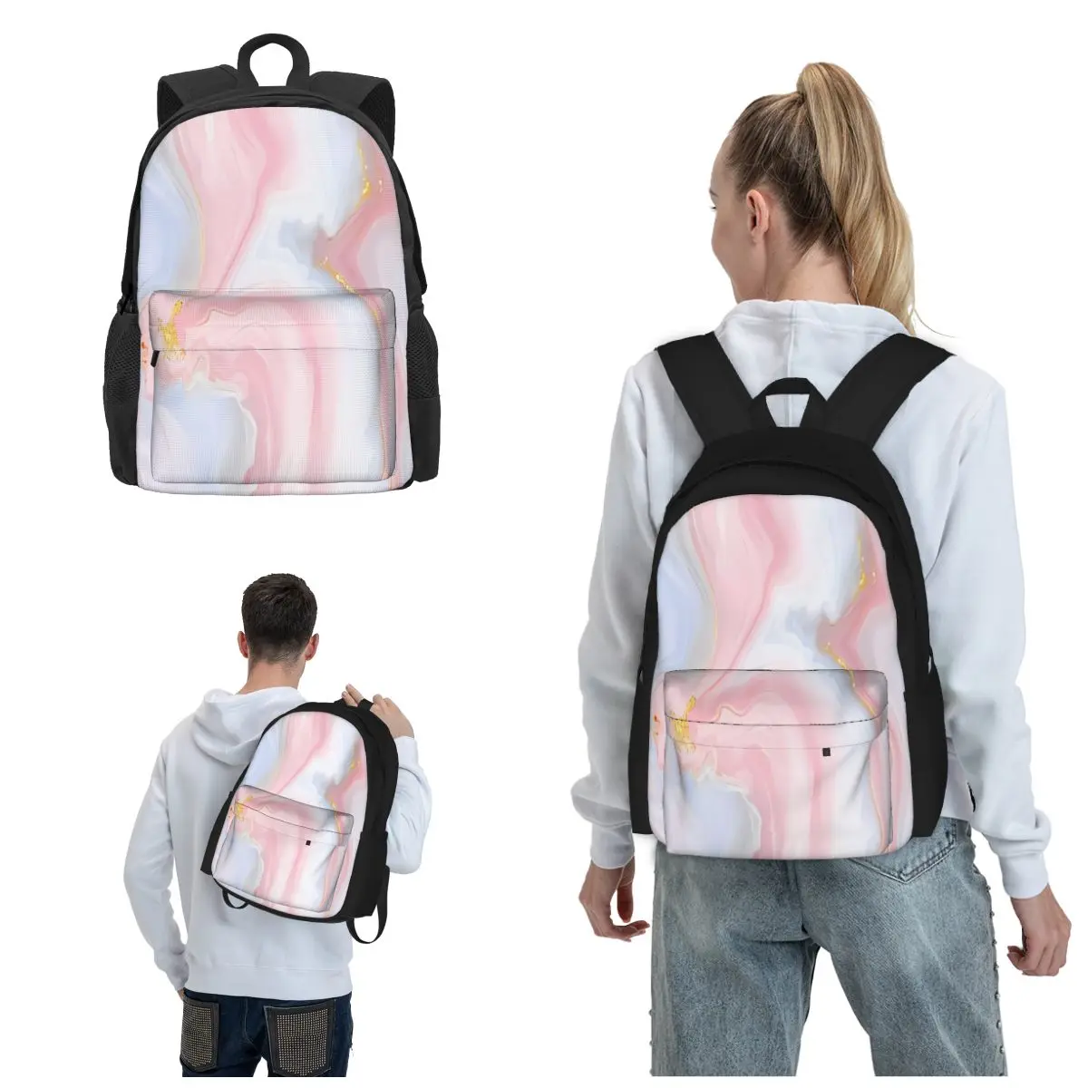

Glitter Marble Print Outdoor Travel Portable Sports Bag Effortlessly Combine Fashion And Utility With Our Chic Backpacks