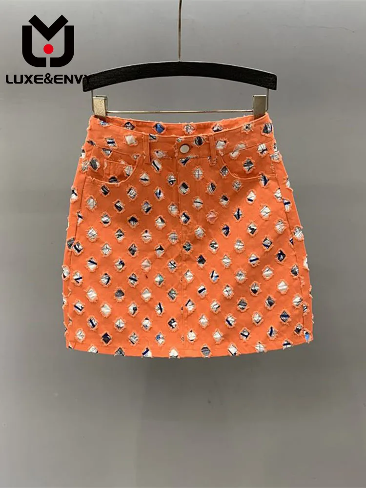 

Джинсовая юбка люкс & ENVY Design Sense для женщин, короткая трапециевидная юбка с завышенной талией, лето 2023