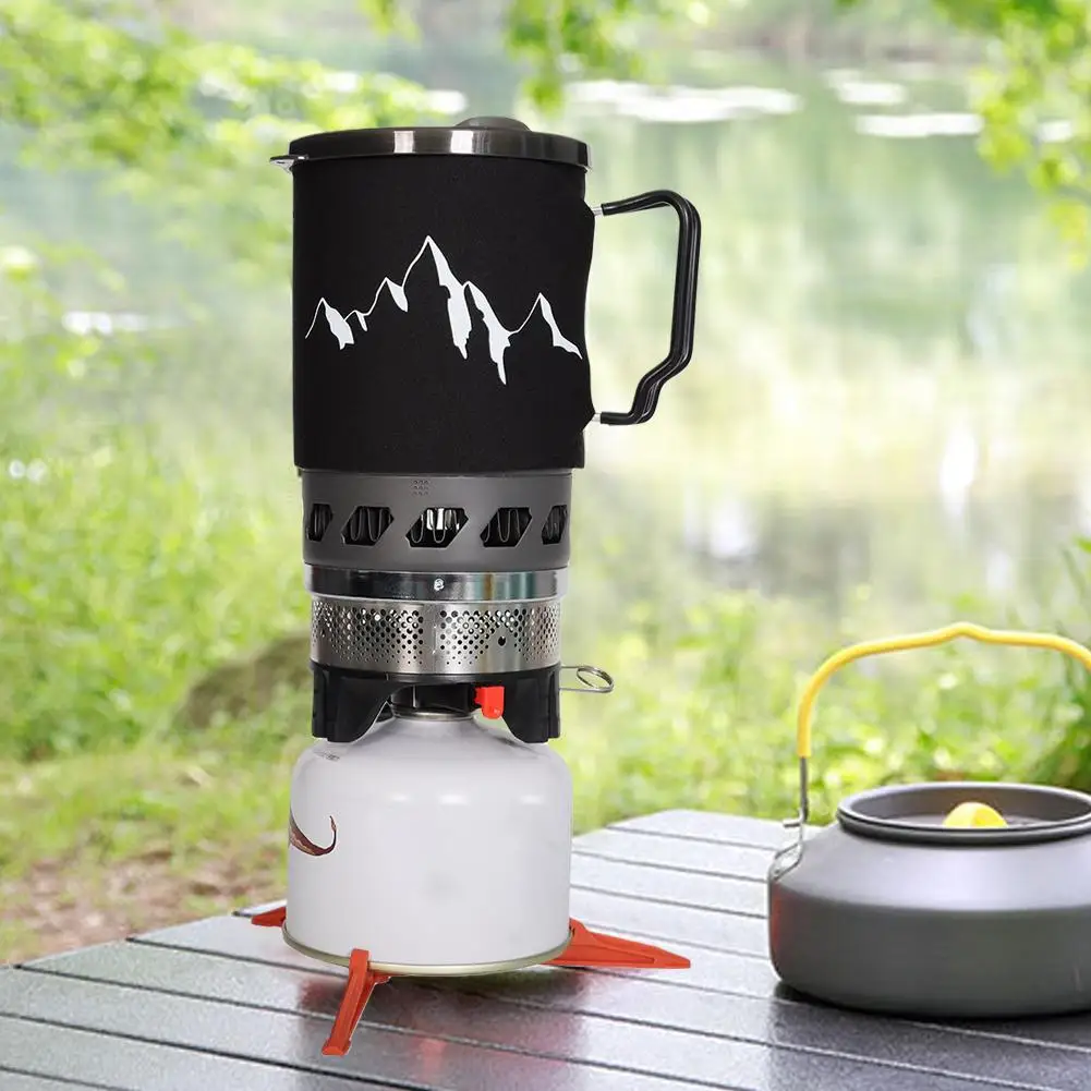 

Outdoor Camping Gas Stove With 0.9l Pot Windproof Folding Portable Equipment Heater For Hiking Fishing Picnic S4n0