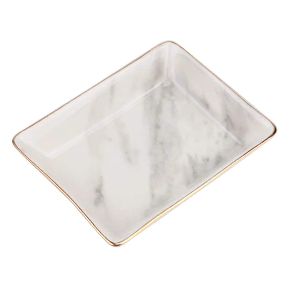

Dish Tray Jewelry Ring Plate Organizer Trinket Porcelain Holder Decorative Storage Necklace Bracelet Marble Display Container