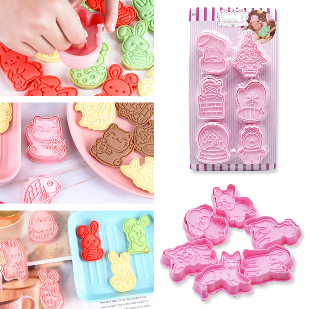 

6 шт./набор, пластиковые 3d-формочки для выпечки