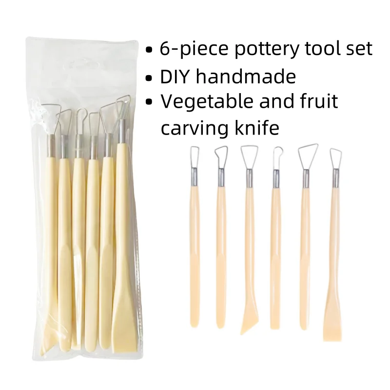 Набор из 6 пластиковых скульптурных инструментов с двумя головками гончарной