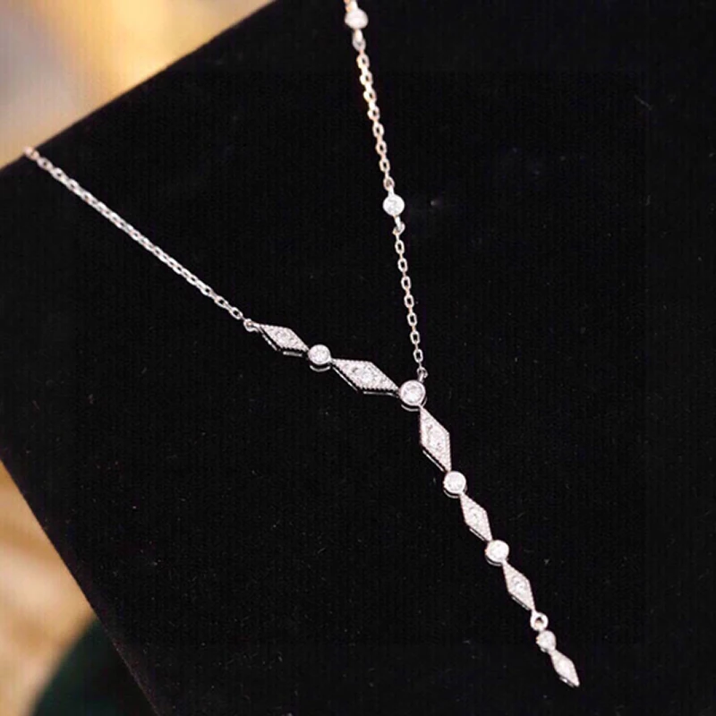 

Роскошное женское ожерелье из серебра 925 пробы, длинная широкая кисточка, женское ювелирное изделие, свадебная цепочка до ключиц для невест...