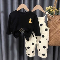 girls suit new children baby overalls t shirt suit spring and autumn cute long sleeved 2 piece girl clothes suit