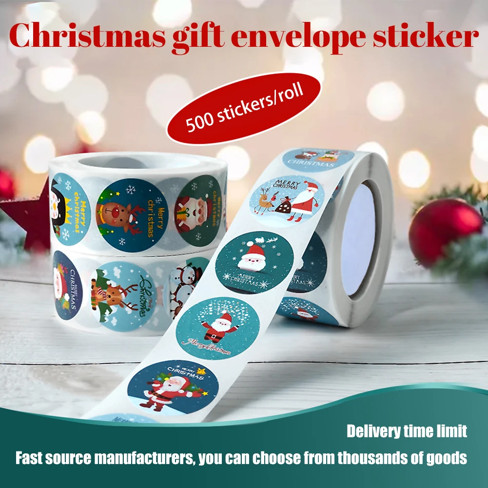 

500pcs/roll Christmas Decorative Stickers Christmas Theme Seal Labels Stickers For DIY Baking Bag Envelopes Package Great Gift