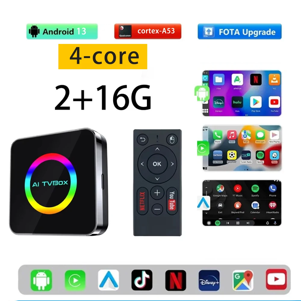 

3в1 Ai Box 4G для apple android авто беспроводной адаптер Carplay адаптер для Netflix Youtube 4k Ai Box android 13 8 + 128G WIFI