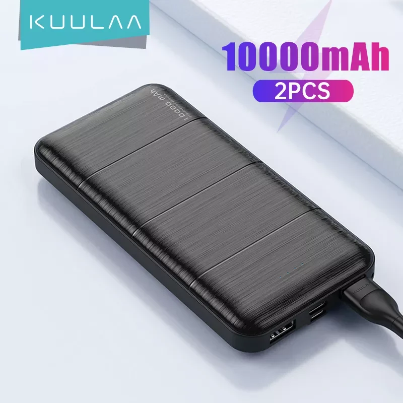 

2023New KUULAA 2Pcs Power Bank 10000mAh Portable Charging PowerBank 10000 mAh USB PoverBank External Battery Charger For Xiaomi