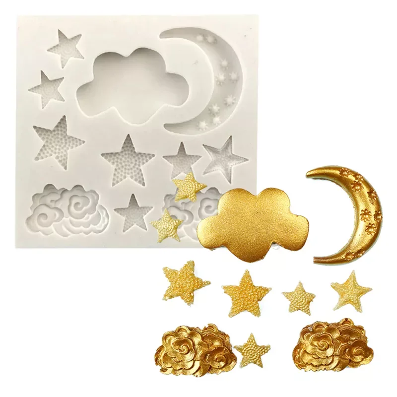 

2022NEW Moon Stars Cake Fondant Molds Silicone Sugar Craft Gum Paste Chocolate Candy Mold Polymer Clay Mold Cupcake Decorations