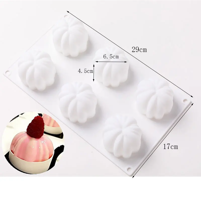 

6 Cavity Halloween Pumpkin Silicone Cake Mold for Chocolate Mousse Ice Cream Jelly Pudding Dessert Bakeware Pan Decorating Tools