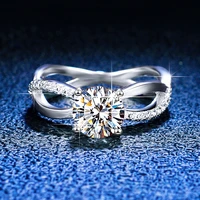 dropshipping 925 sterling silver moissanite 1 carat wedding rings for women with cetificated hollow ring pass diamond test