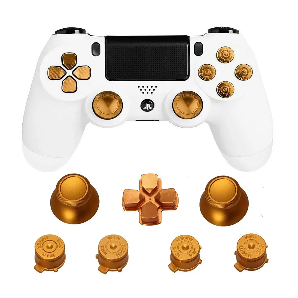 

Metal Bullet Buttons Thumbstick Cap L1 R1 L2 R2 Dpad Aluminum Buttons Chrome D-pad for Sony PlayStation 4 (PS4) Controller