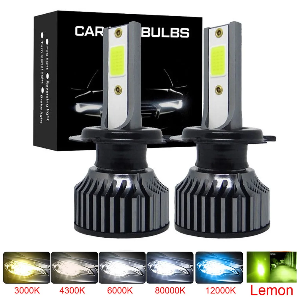 2Pcs H4 H11 H7 Led Car Headlight Light H1 H3 H8 H9 880 881 Bulb 6000K 3000K Ice Blue Green 12V 24V Fog Lights Headlamps Lamps